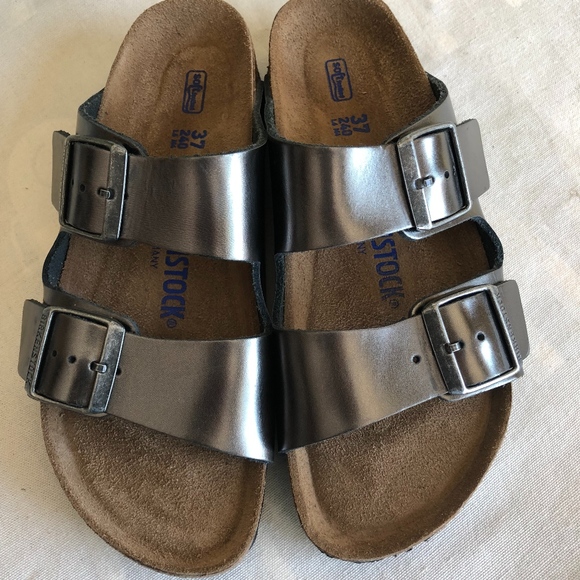 metallic anthracite birkenstock arizona